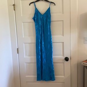 Lulu’s Satin Blue Midi Dress